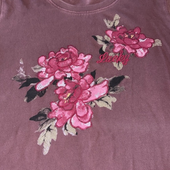 Lucky Brand Floral Pullover Sweatshirt In Wine - Picture 5 of 7